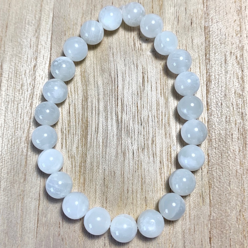 8mm Moonstone Chakra Stretch Bead Bracelet - Picture 7 of 10